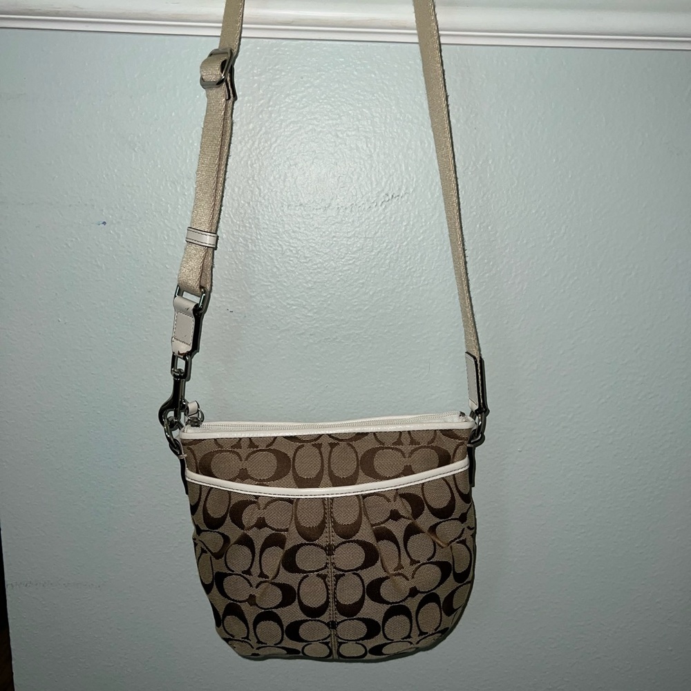 Coach Tan Crossbody Small Logo Rounded Bottom